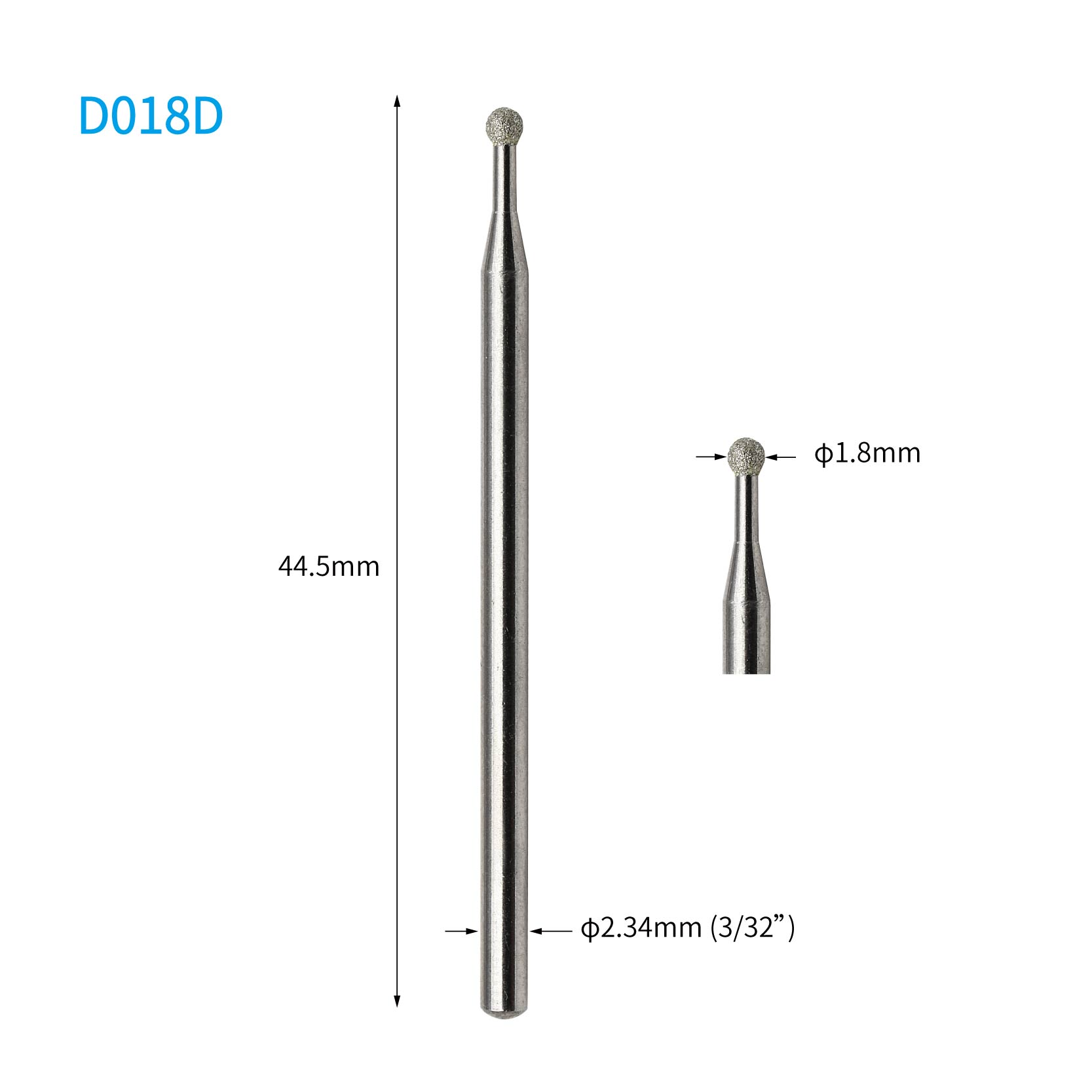 Diamond Nail Drill Bit 1.8mm