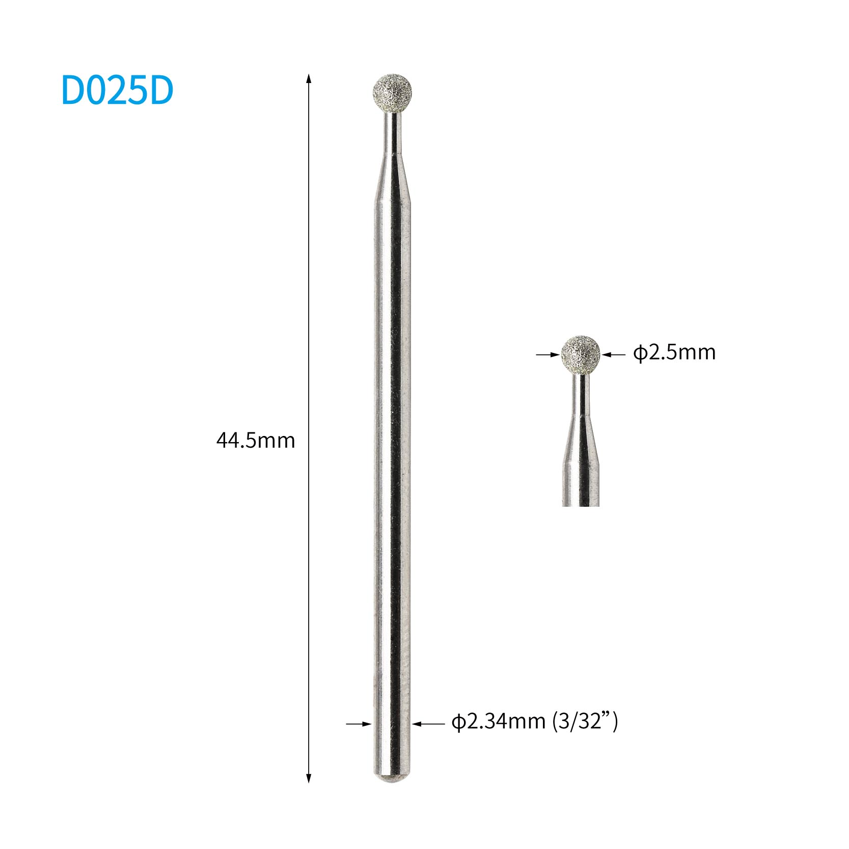 Ball Shape diamond bit 2.5mm
