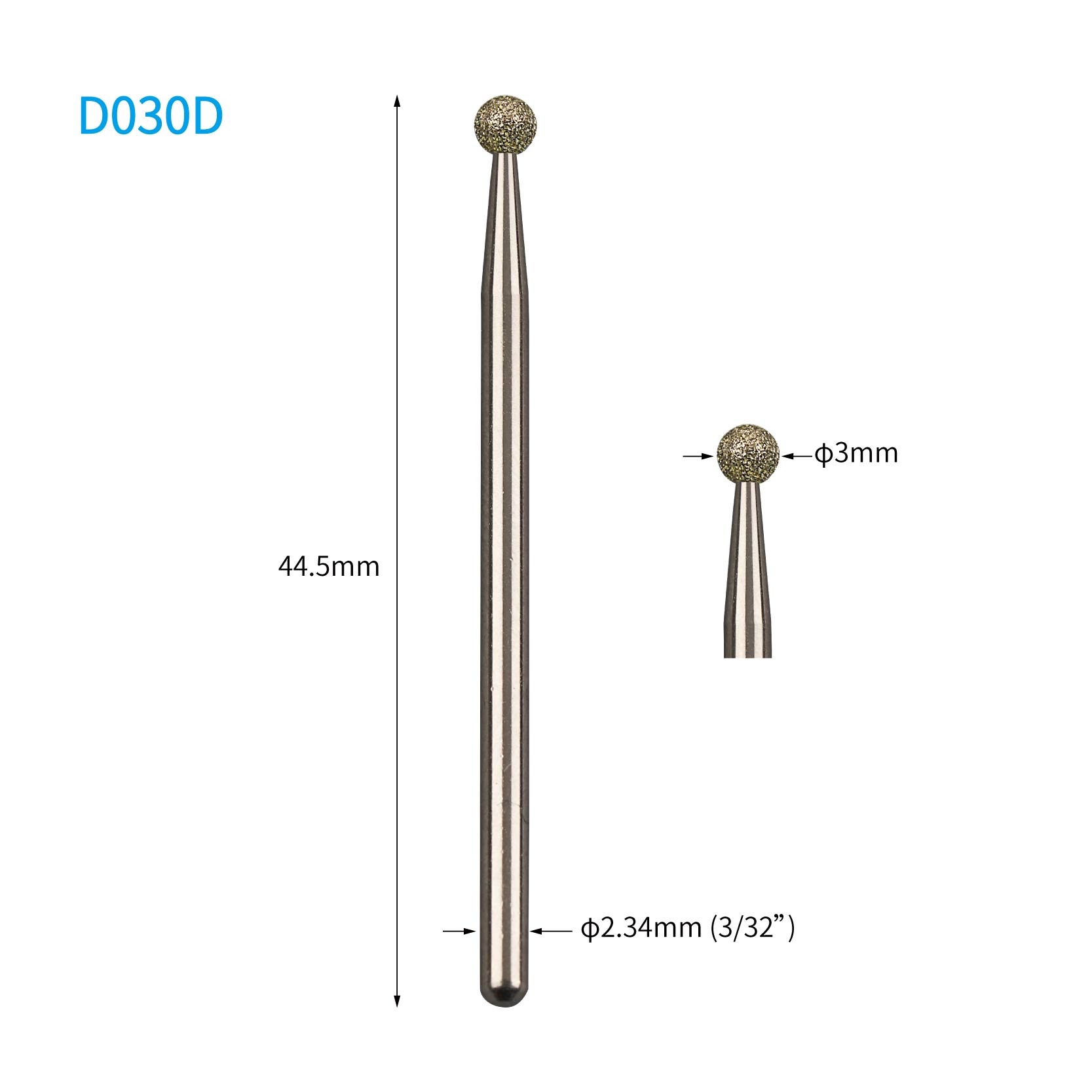 Diamond Nail Drill Bit Ball 3.0mm