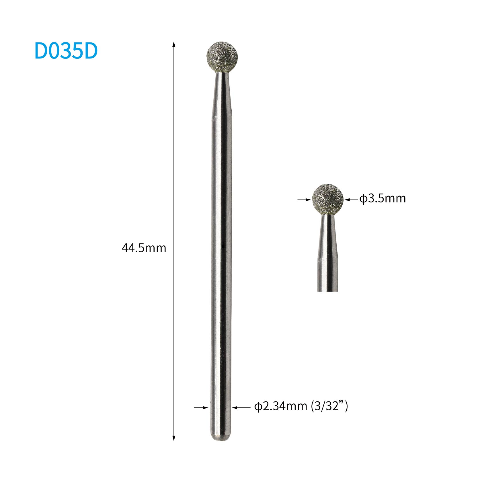 Diamond Nail Drill Bit Ball 3.5mm
