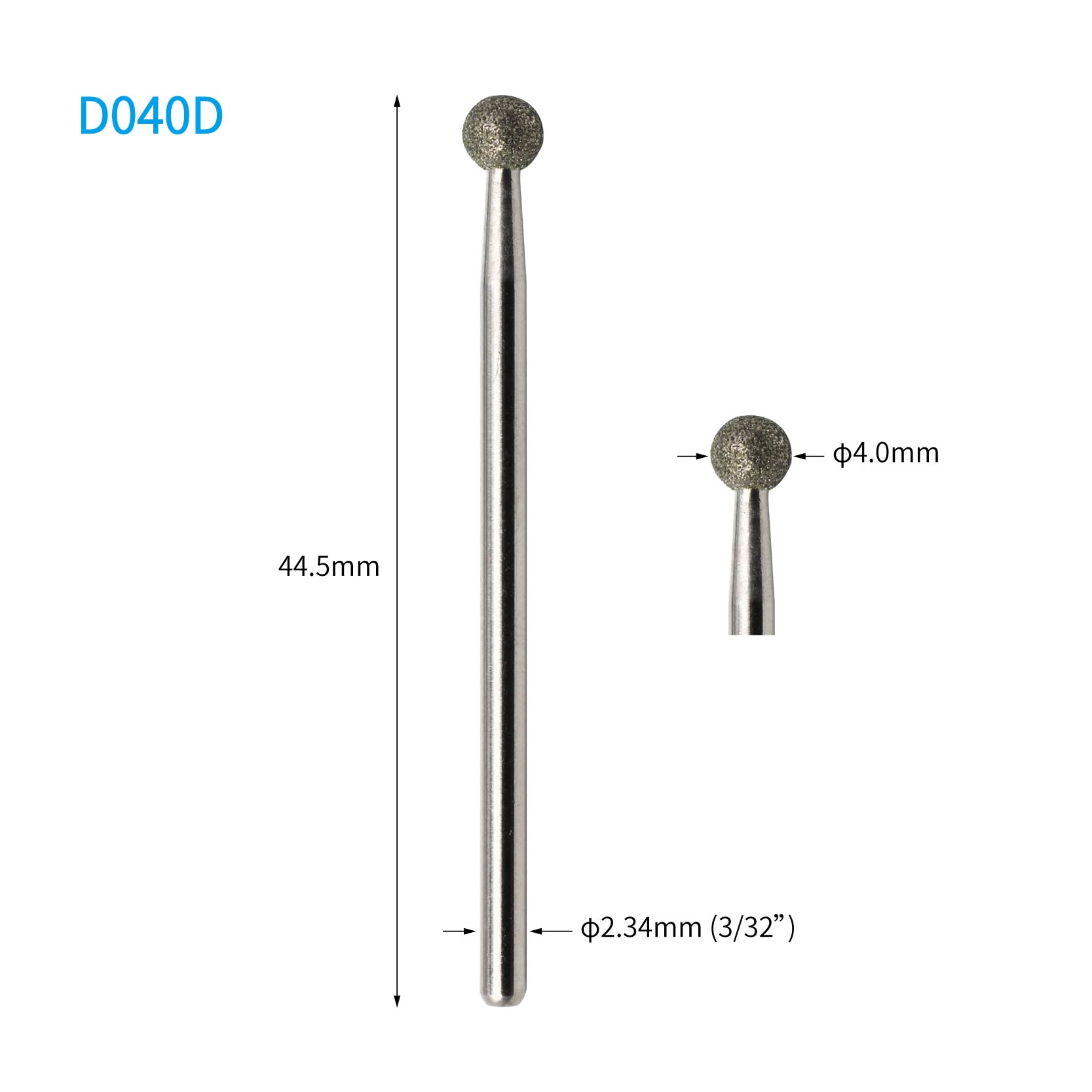 Diamond Nail Drill Bit Ball 4.0mm